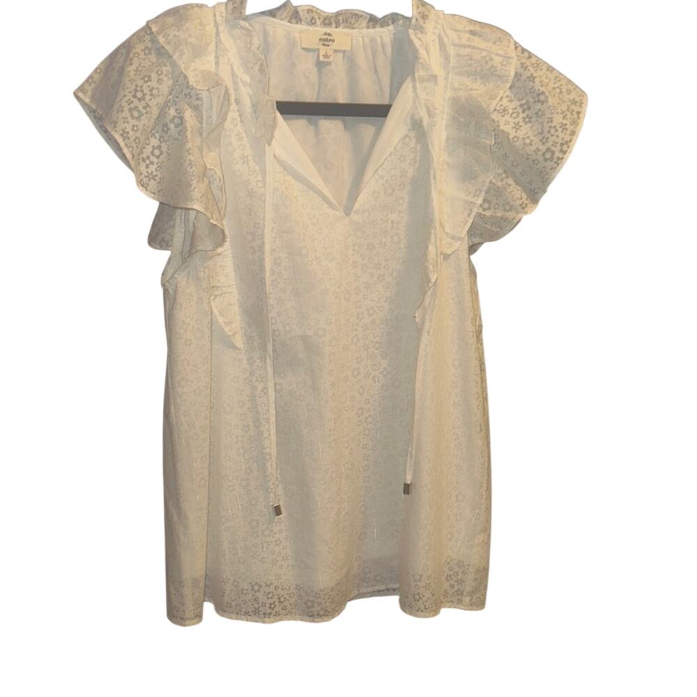 Entro White Floral Top Lg - Picture 2 of 7